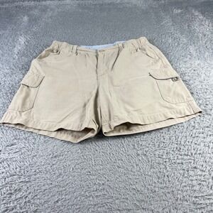 Columbia Sportswear Womens Tan Cargo Shorts Size S 6 Cotton Gingham Trim Khaki